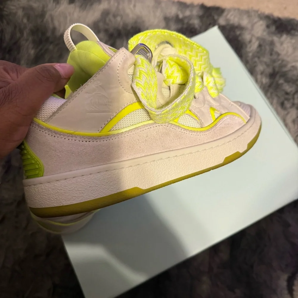 Authentic Lanvin Cream and Neon Yellow Women's Sneakers - Picture 4 of 10